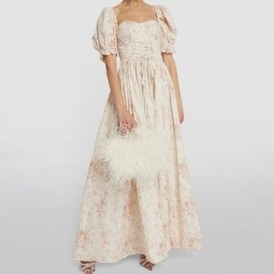 Selkie The Renaissance Gown 100% Cotton Pink Floral sz M - Sold By Anthropologie